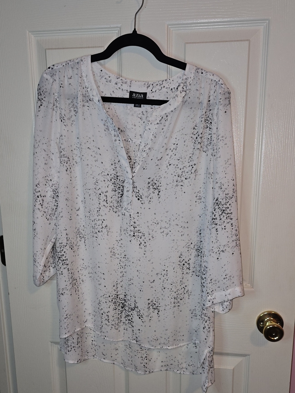 a.n.a White Blouse with Black Speckle Print